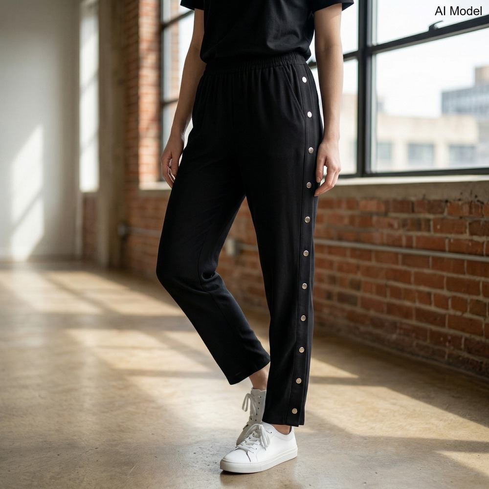 Bar III Nordstrom Womens Small Black Snap Side Pants office career casual
